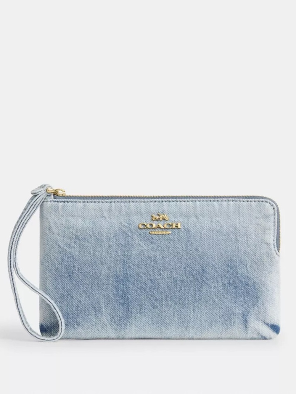 Coach Loved Denim Large Corner Zip Wristlet